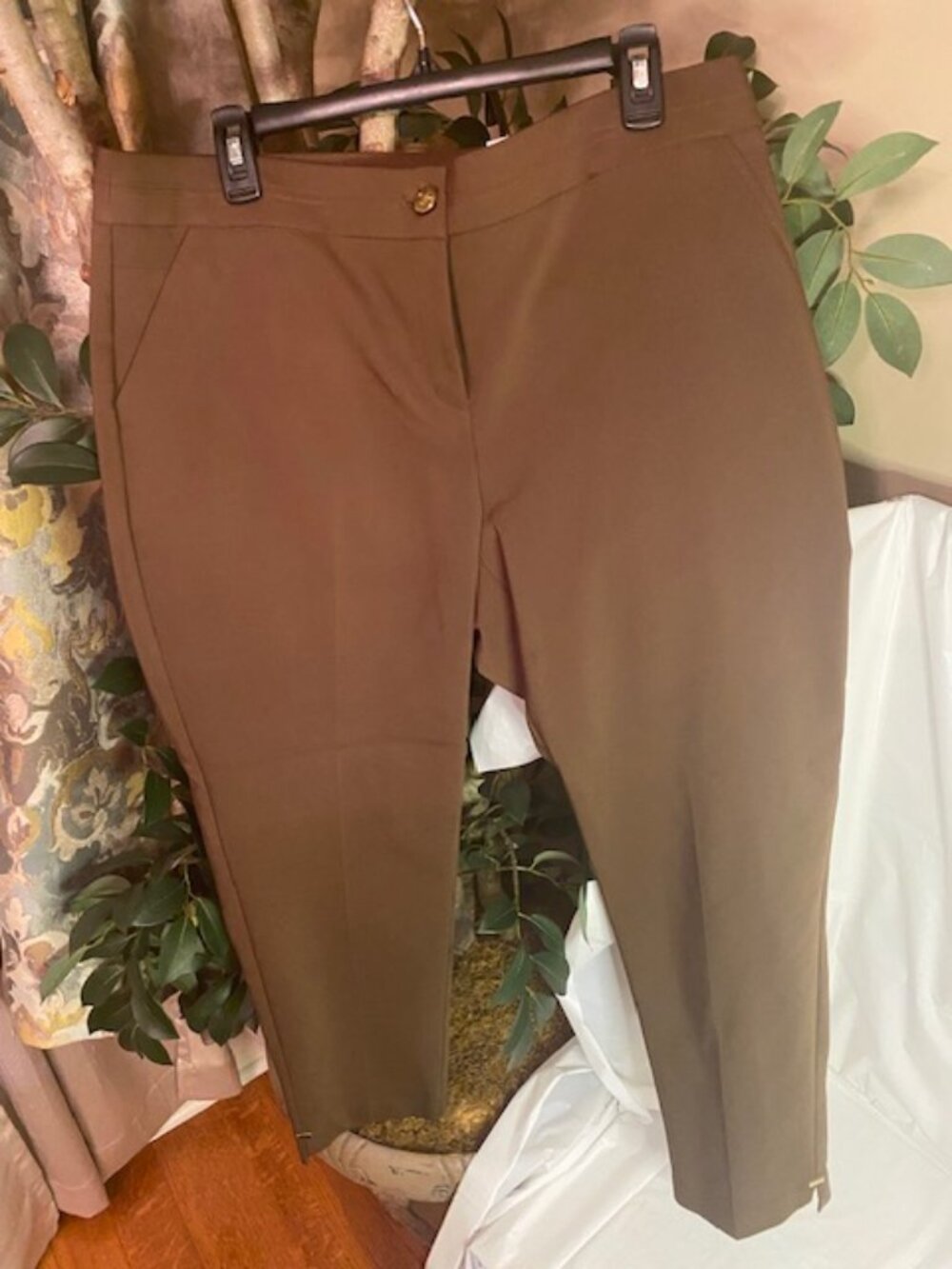 NWT Rafaella Curvy Fit Ankle Pants Size 14 Brown Stretch Career Trousers Slacks
